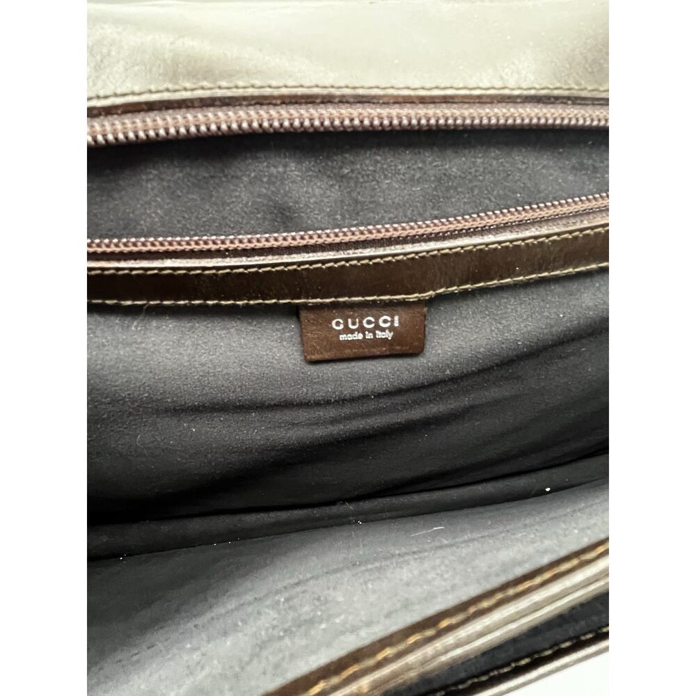 Vintage Gucci Dark Brown Leather Briefcase Combination Lock Made Italy AS IS - Picture 10 of 15